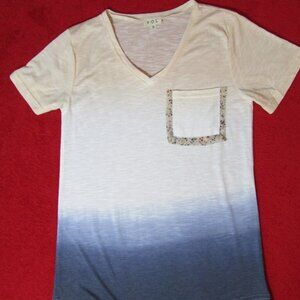 POL Cream / Blue Ombre Lightweight Top Embellished Pocket